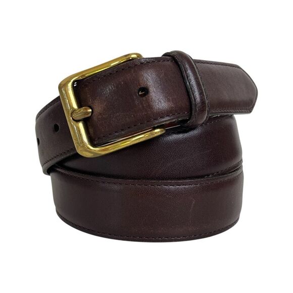 Coach Vintage Leather 1 1/8" Belt Mens 36 Brown Gold Tone Hardware Solid Brass